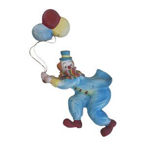 VTG Jerome 1982 Circus Clown with Detached Balloons Wall Decoration Plaster